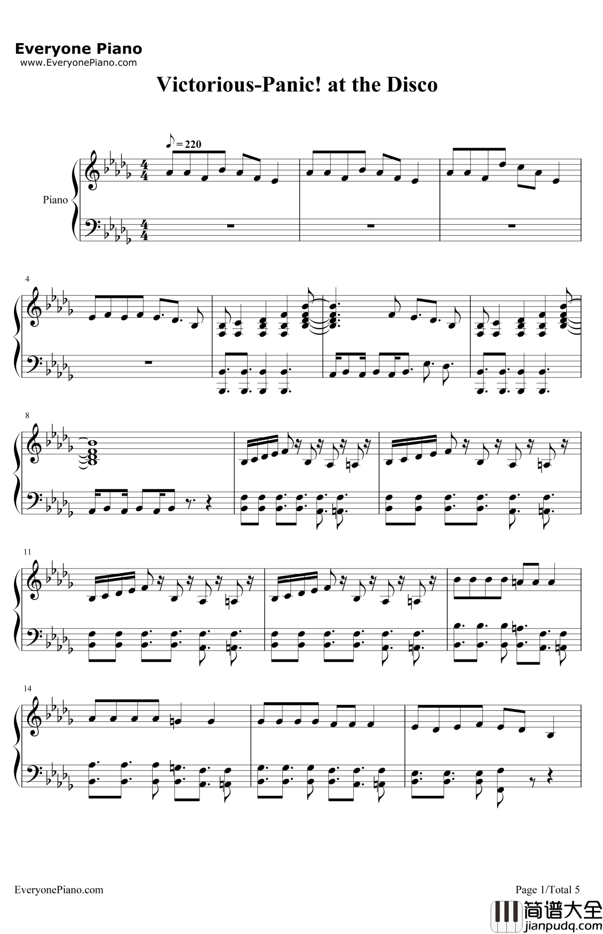 Victorious钢琴谱_PanicattheDisco