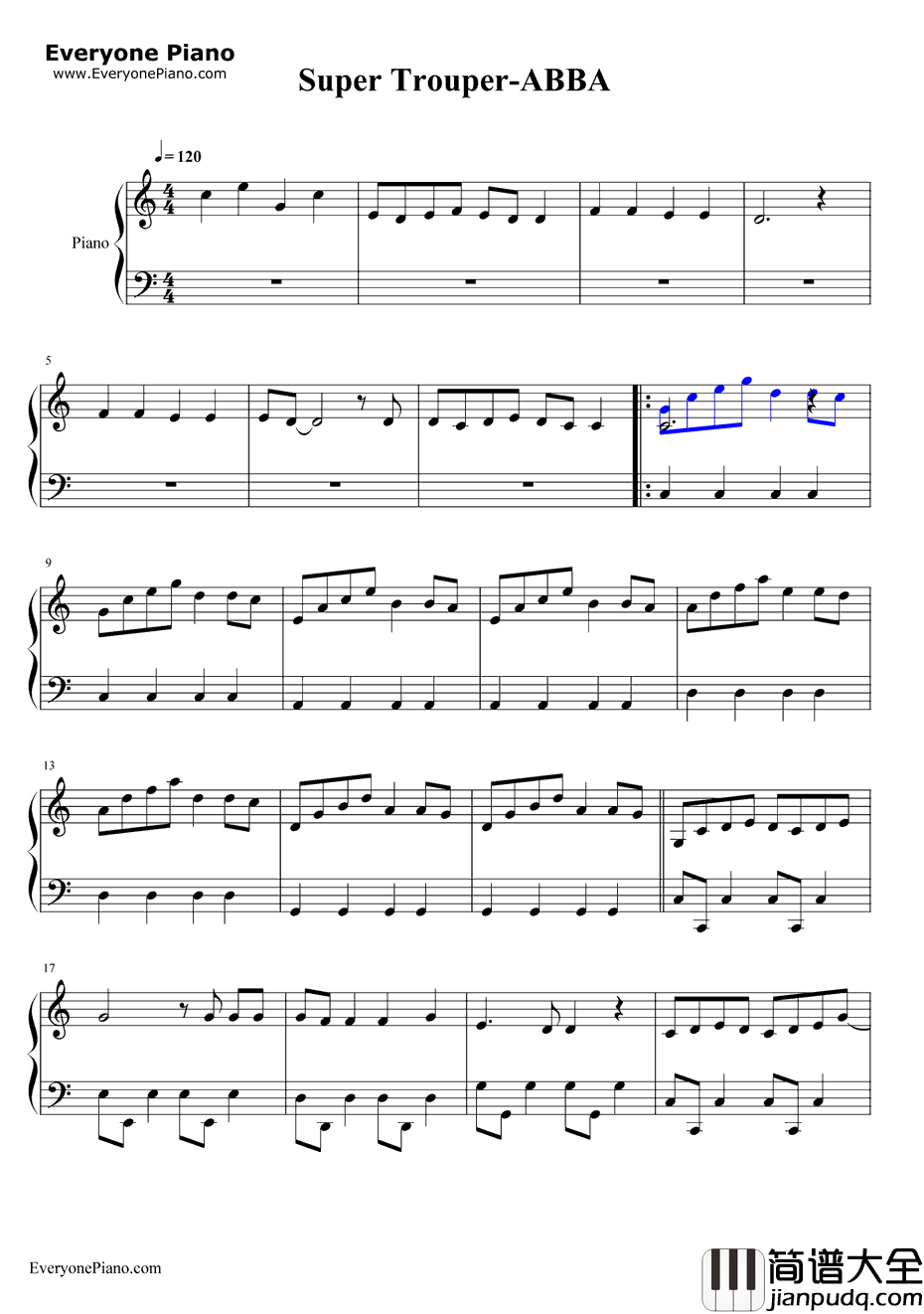 SuperTrouper钢琴谱_ABBA