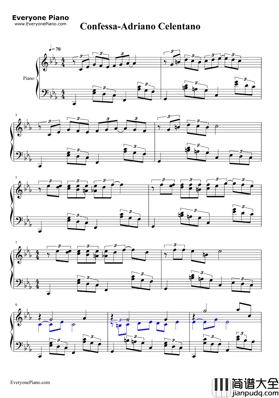 Confessa钢琴谱_AdrianoCelentano