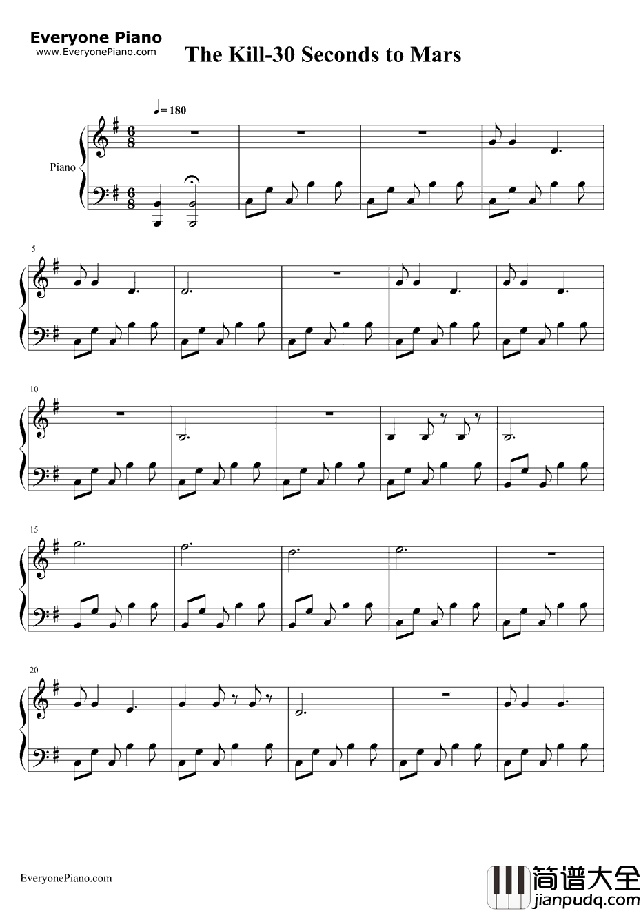 TheKill钢琴谱_30SecondstoMars