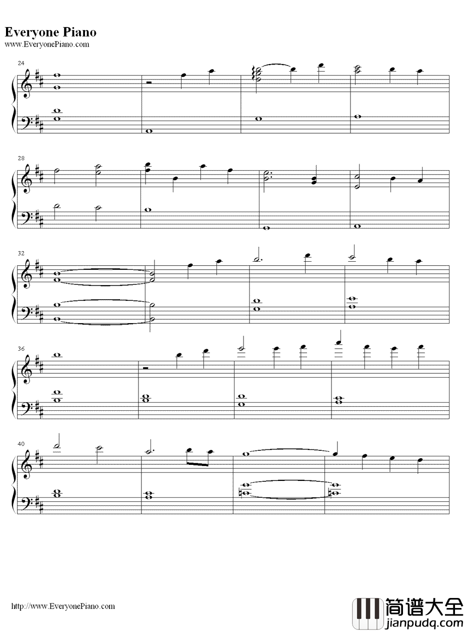 东风钢琴谱_Clannad