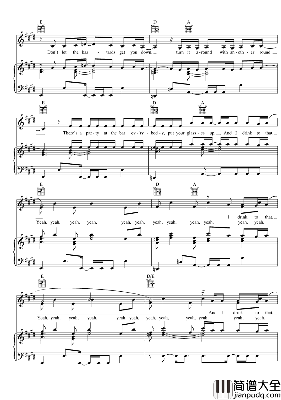 Cheers(DrinktoThat)钢琴谱_Rihanna