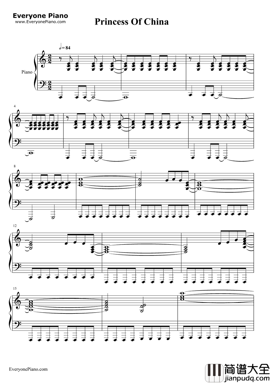 PrincessofChina钢琴谱_Coldplay