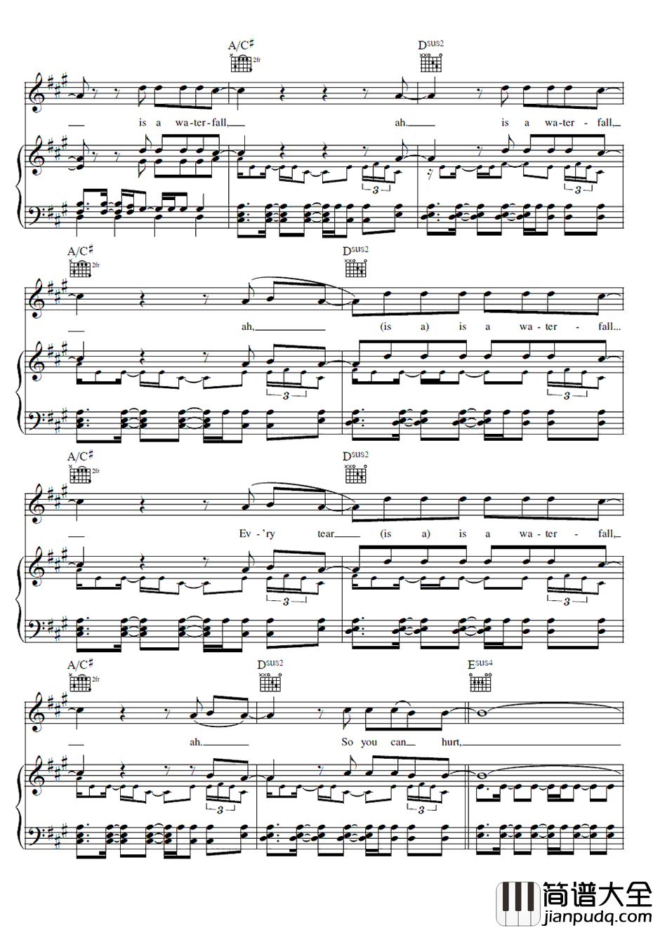 EveryTeardropIsaWaterfall钢琴谱_Coldplay