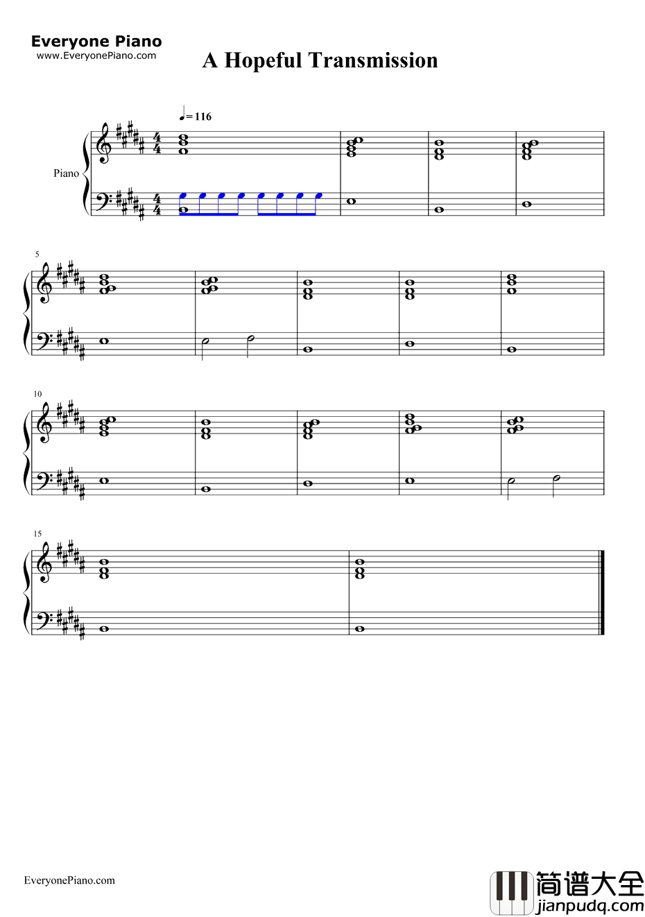 AHopefulTransmission钢琴谱_Coldplay