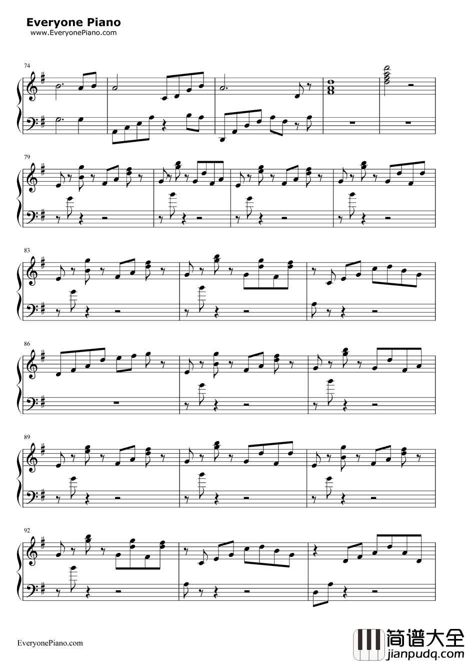 夜莺钢琴谱_雅尼Yanni_Nightingale