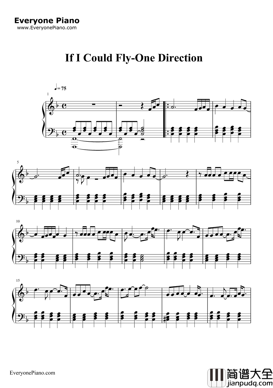 IfICouldFly钢琴谱_OneDirection