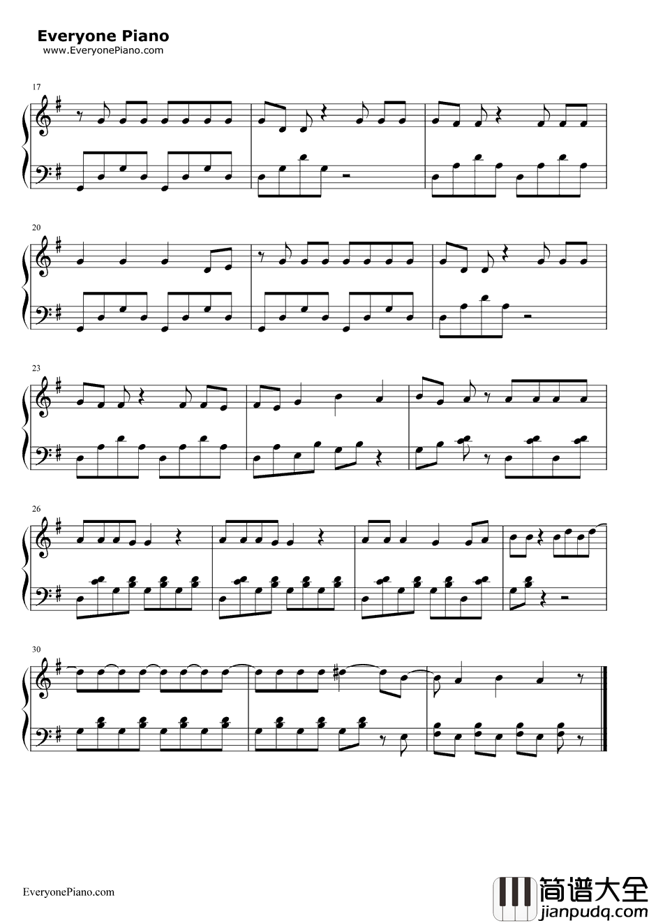 Blue钢琴谱_BigBang