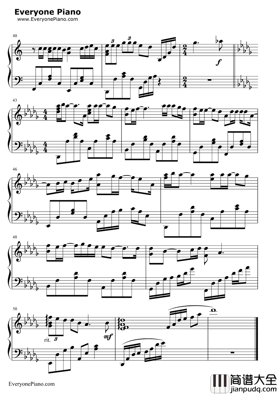 燃烧钢琴谱_孙楠