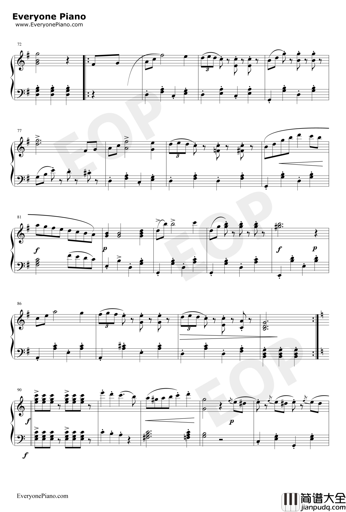 拉德斯基进行曲钢琴谱_约翰·施特劳斯JohannStraussSr._新年音乐会钢琴独奏版