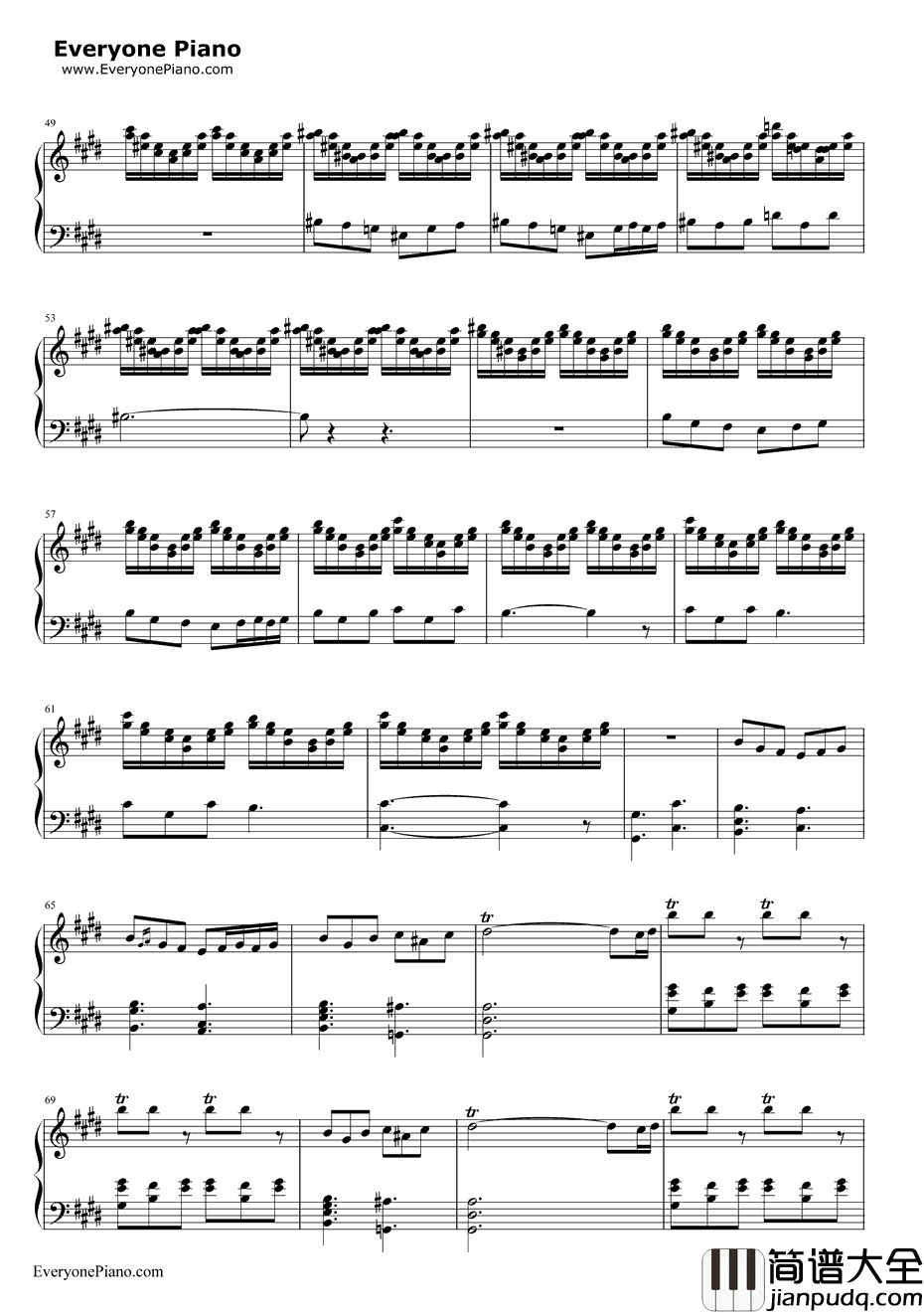 清晨钢琴谱_格里格_晨景_培尔金特组曲