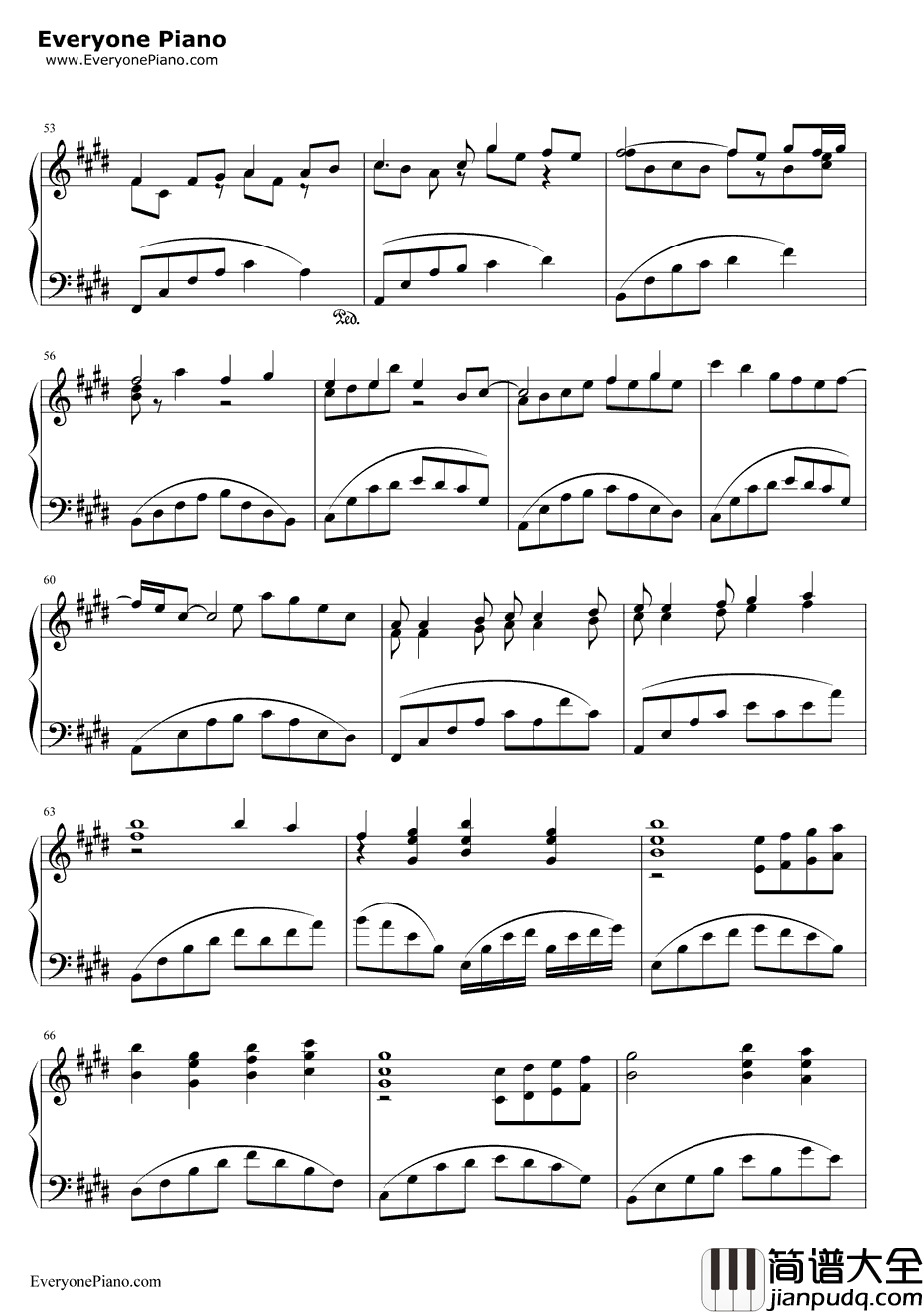 永远的朋友钢琴谱_孙楠张惠妹_2008北京奥运会歌曲