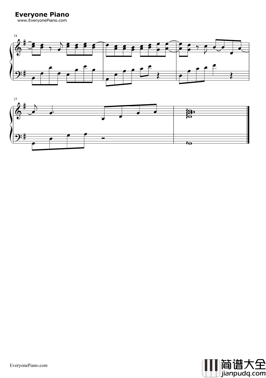 不能说的秘密片尾曲钢琴谱_周杰伦