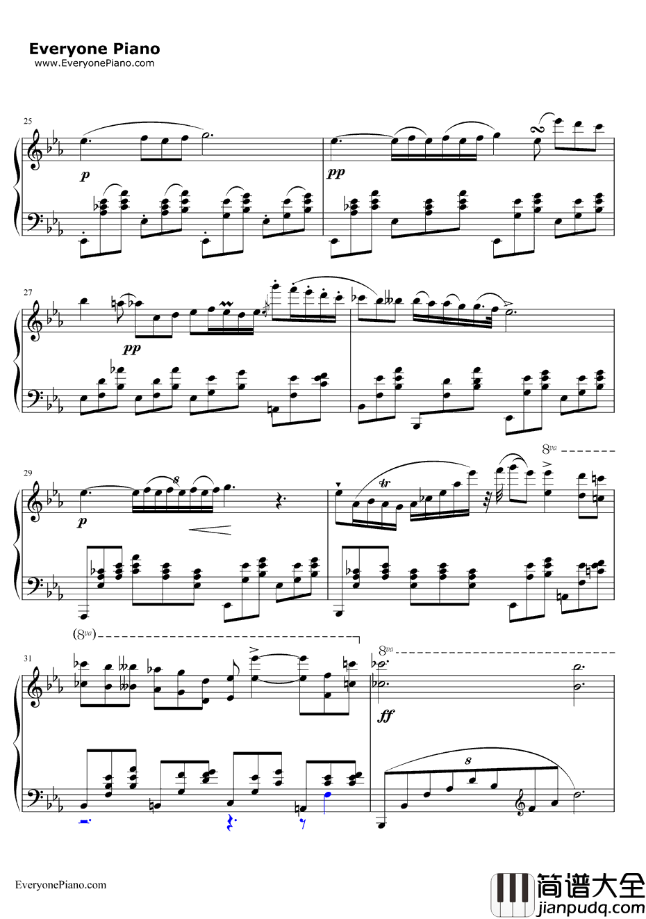 肖邦夜曲第二首钢琴谱_肖邦