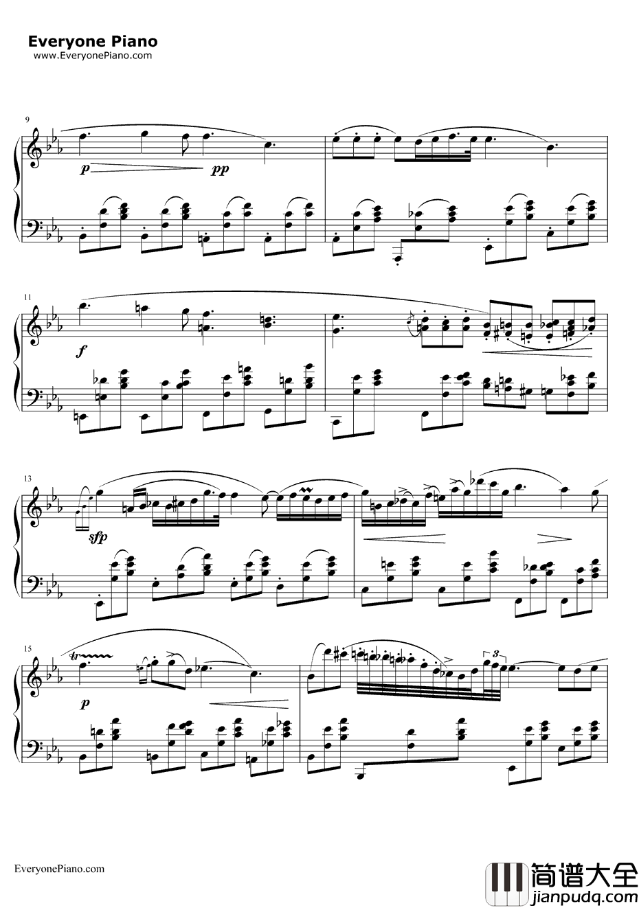 肖邦夜曲第二首钢琴谱_肖邦