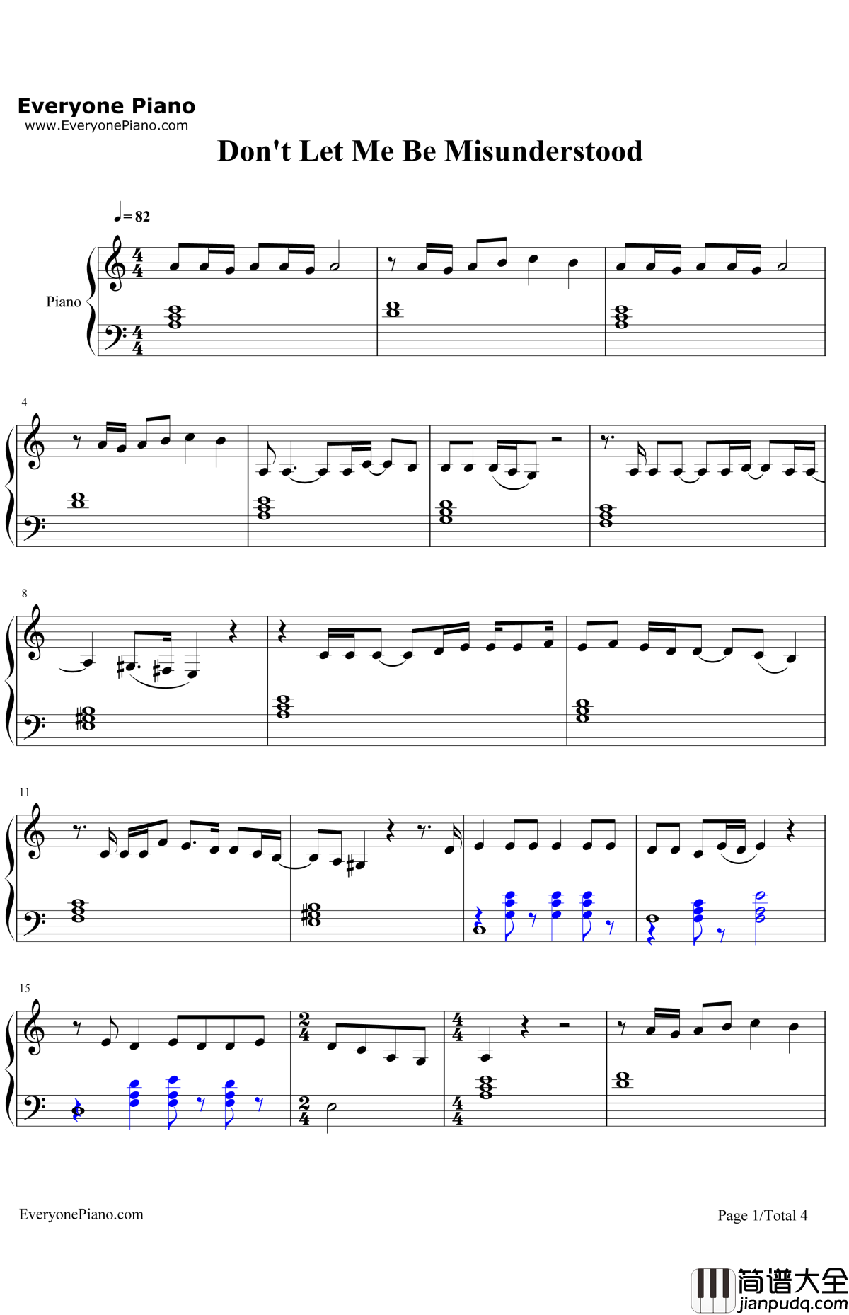 Don'tLetMeBeMisunderstood钢琴谱_LanaDelRey