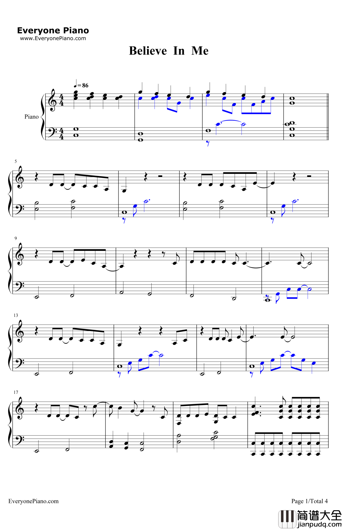 BelieveinMe钢琴谱_DemiLovato