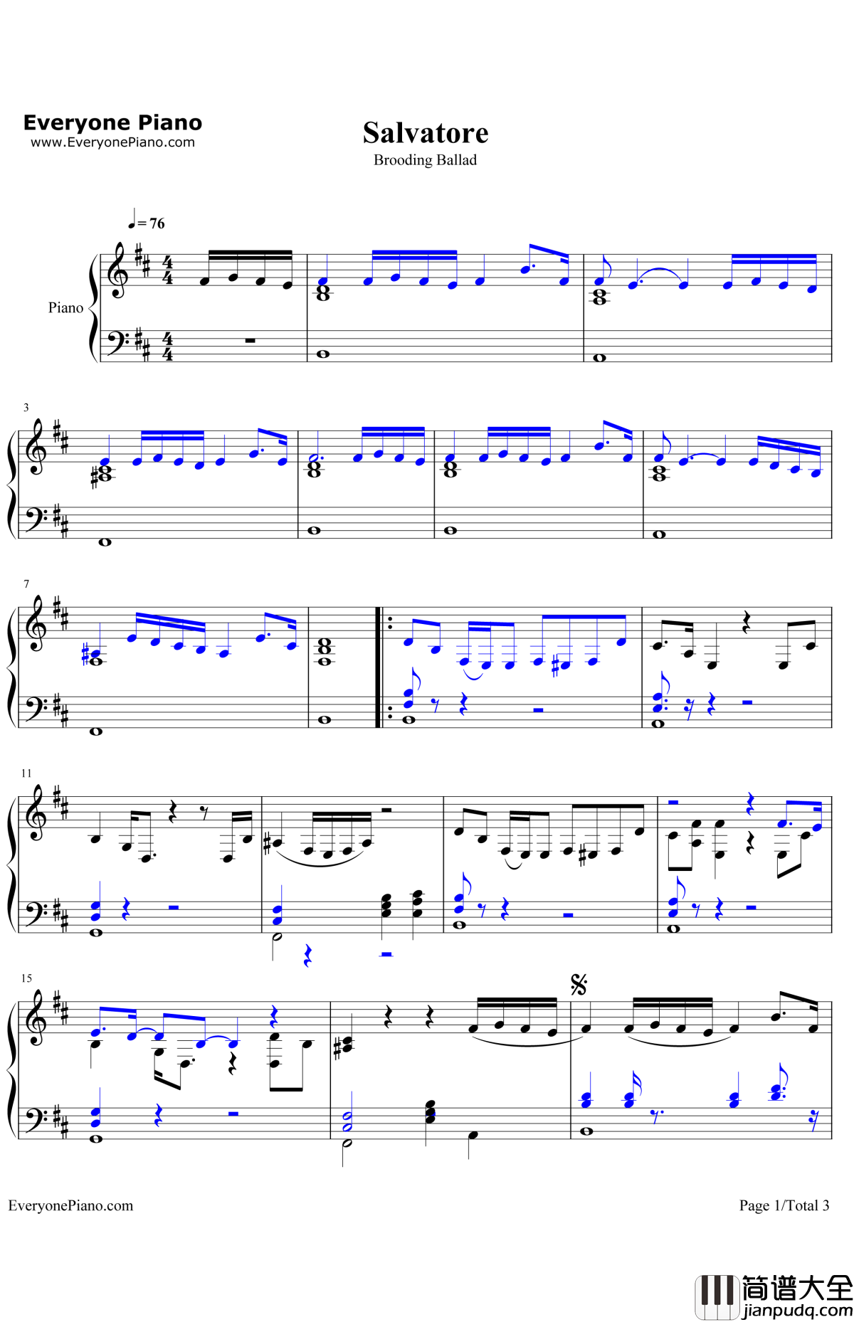 Salvatore钢琴谱_LanaDelRey