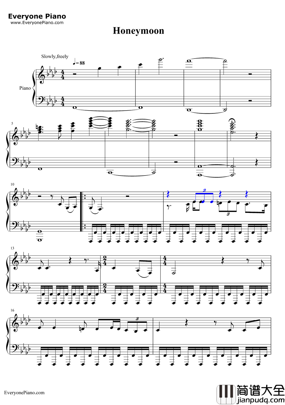 Honeymoon钢琴谱_LanaDelRey_钢琴版