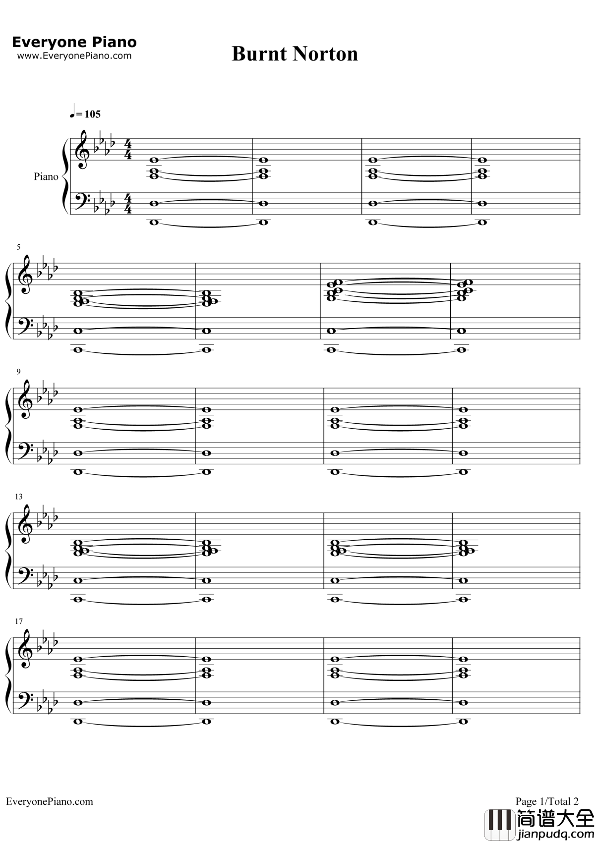 BurntNorton钢琴谱_LanaDelRey
