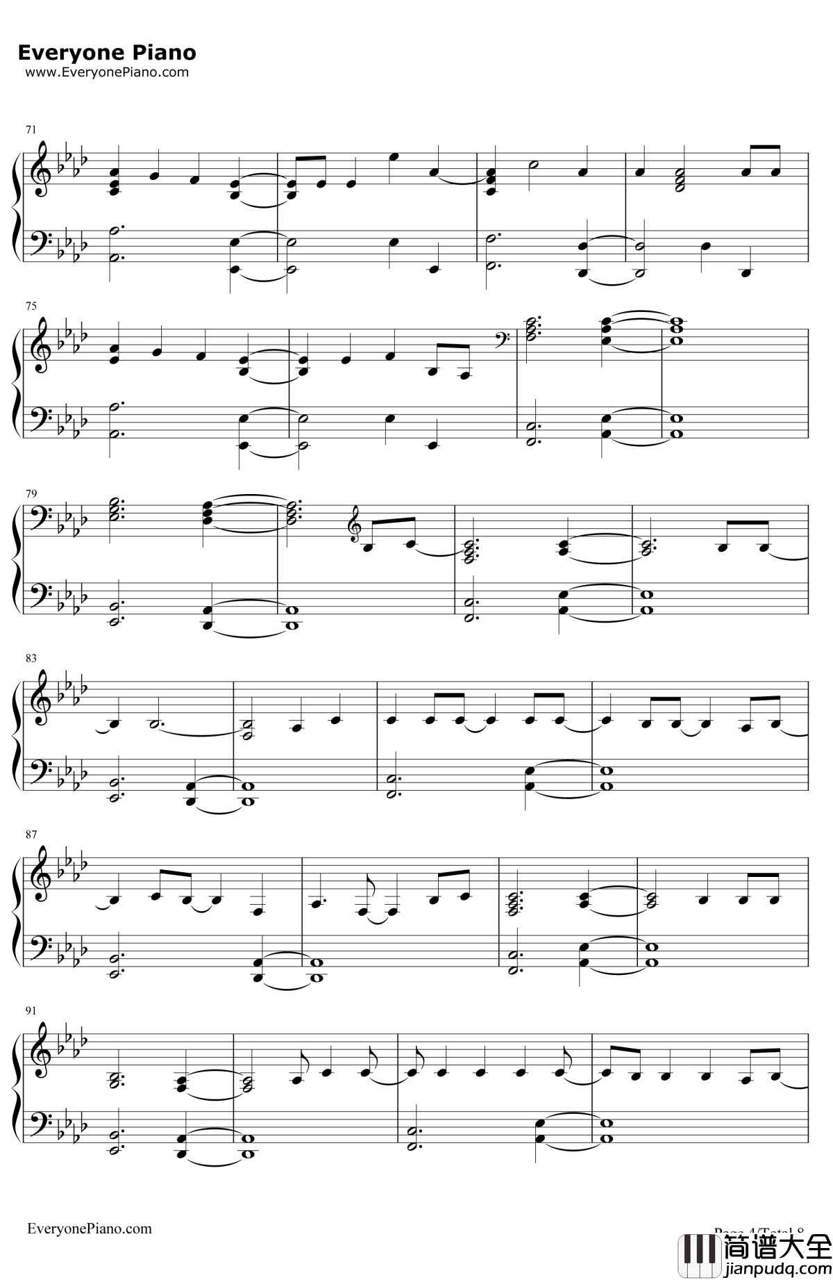 Hello钢琴谱_Adele_钢琴版