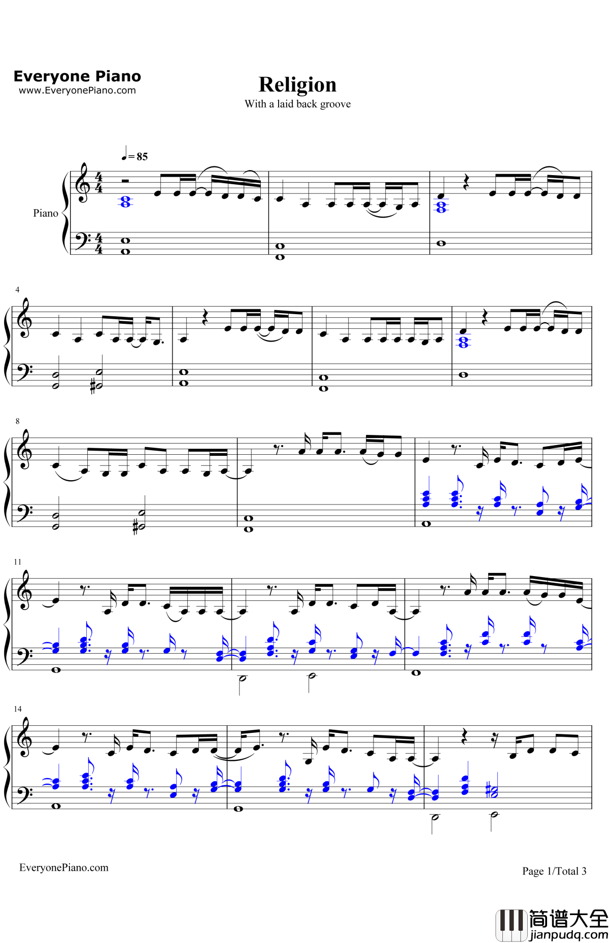 Religion钢琴谱_LanaDelRey