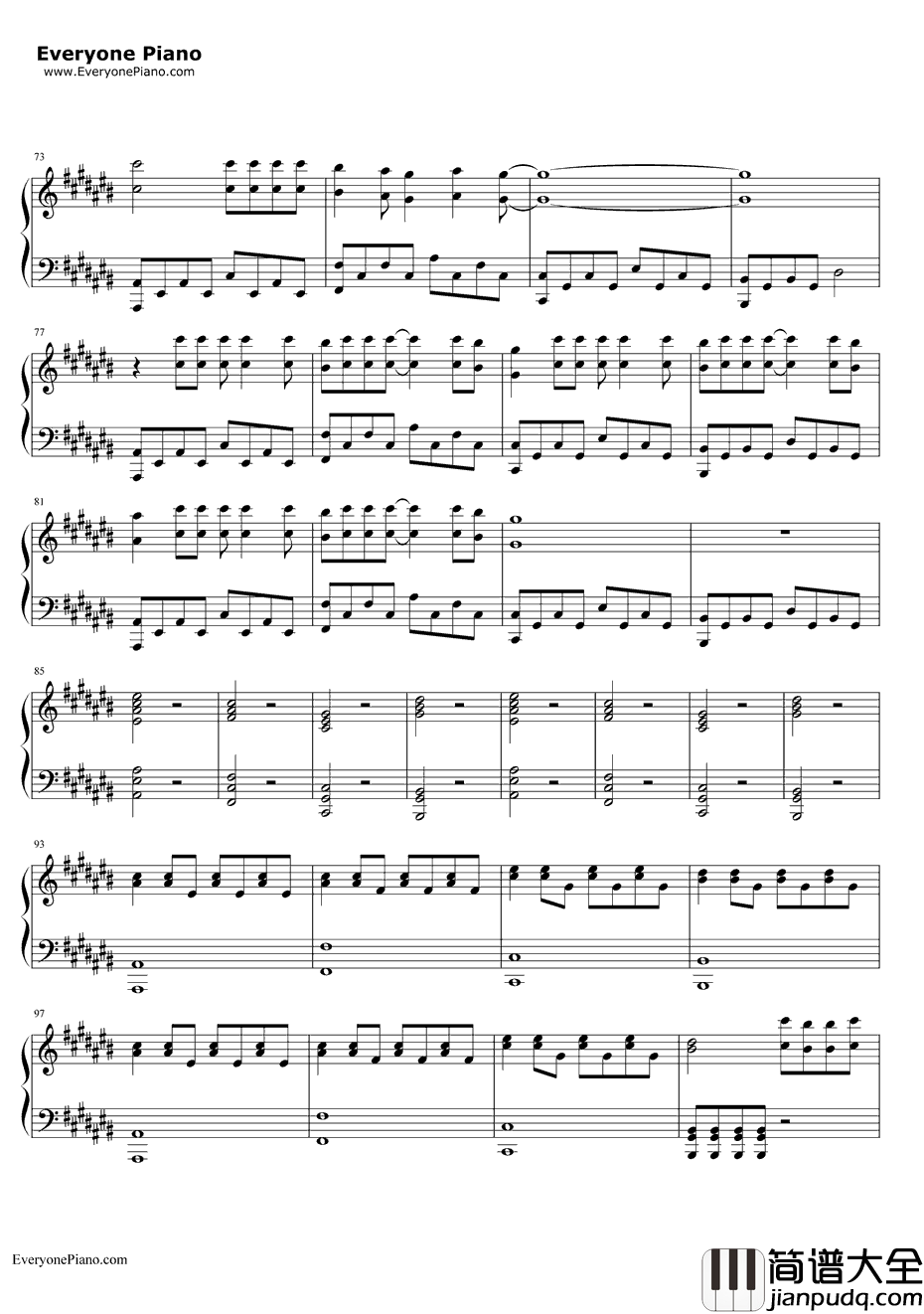 One钢琴谱_EpikHigh