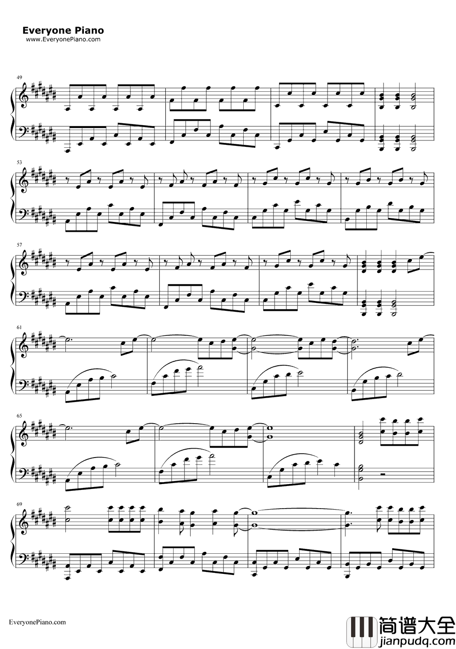 One钢琴谱_EpikHigh