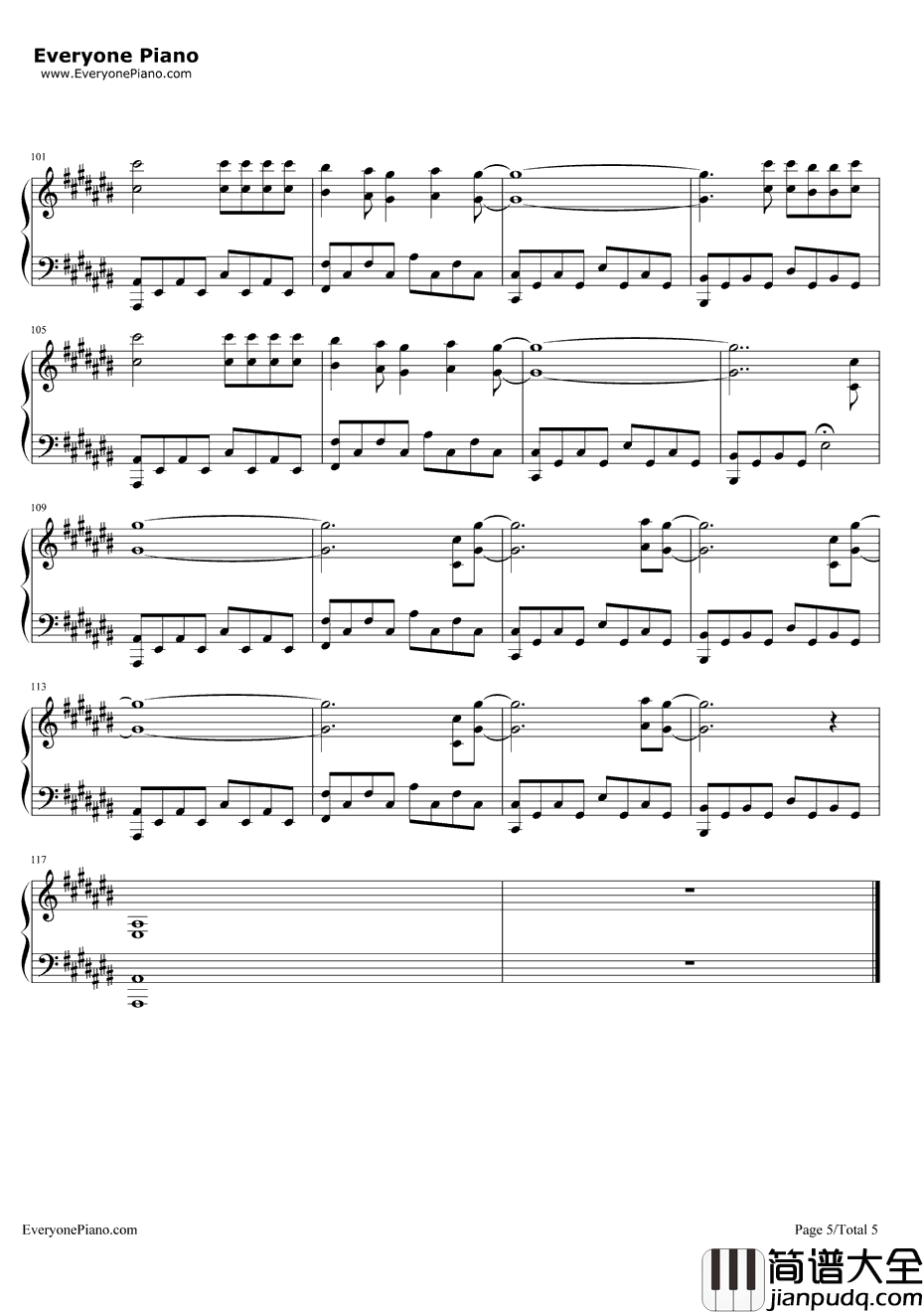 One钢琴谱_EpikHigh