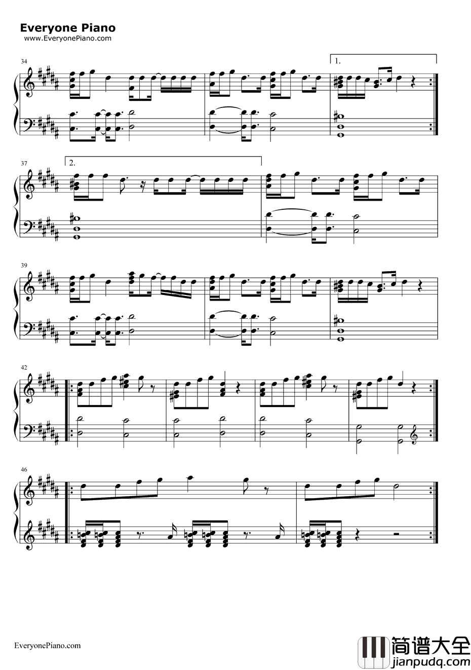 RiverLea钢琴谱_Adele