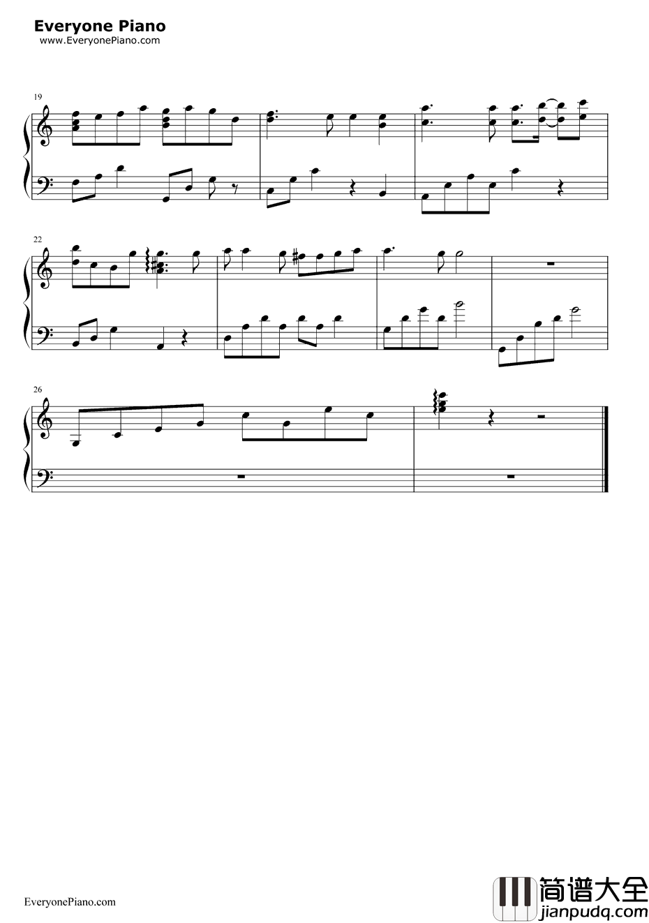 キミのなかののび太钢琴谱_堀江美都子_你心中的大雄_哆啦A梦插曲