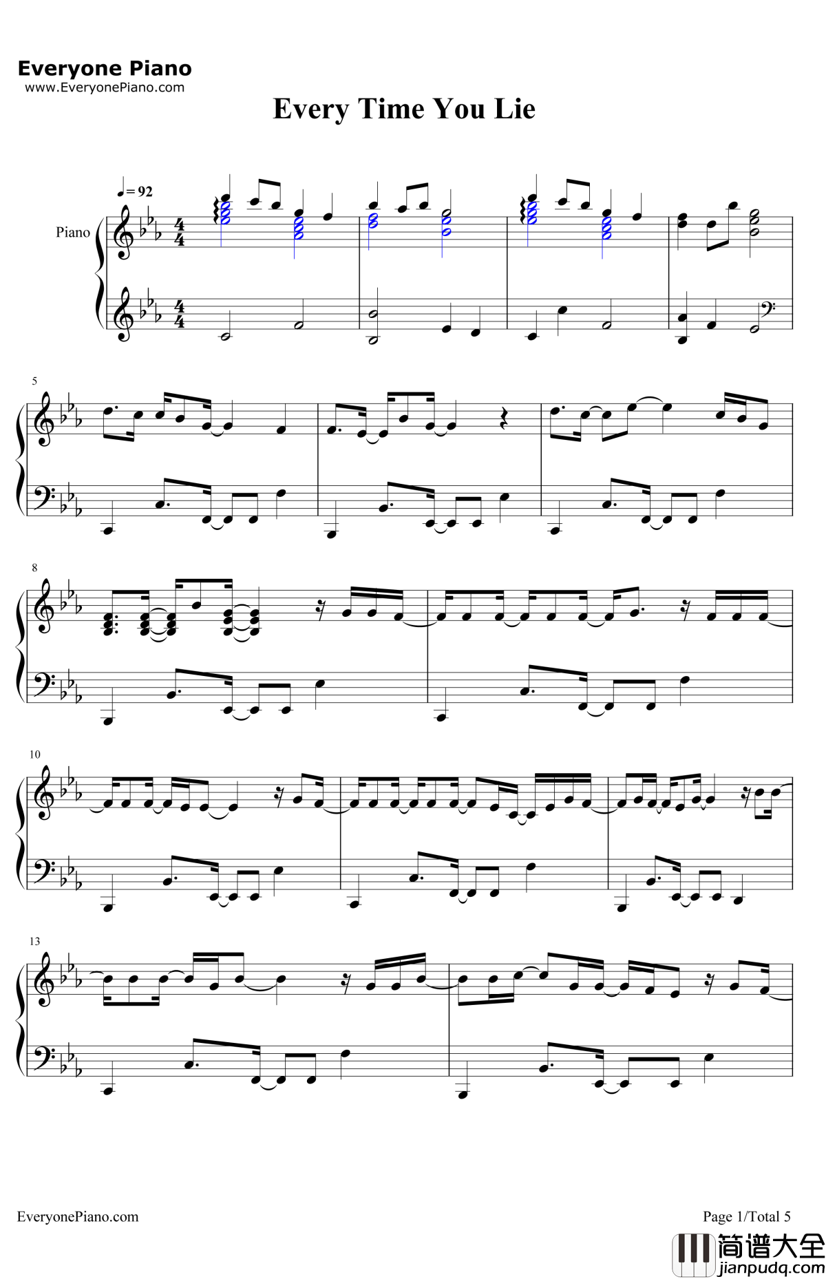 EveryTimeYouLie钢琴谱_DemiLovato