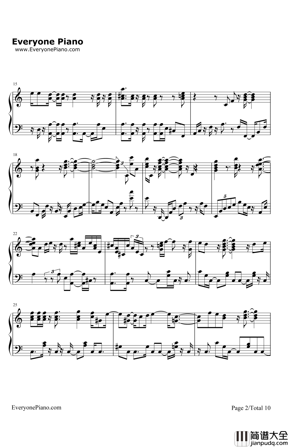 BonVoyage钢琴谱_Bon_BonBlanco_海贼王OP4