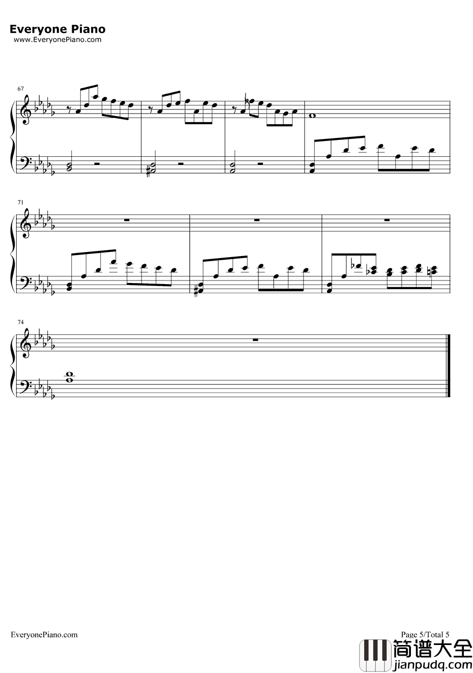 雪之梦钢琴谱_班得瑞Bandari_SnowDream_大自然情诗