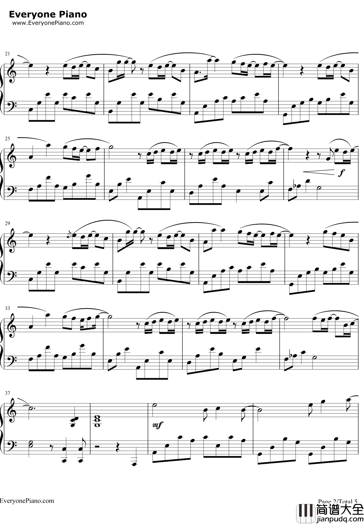 可惜没如果钢琴谱_林俊杰_简易版