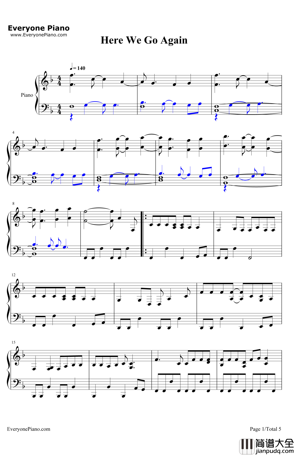 HereWeGoAgain钢琴谱_DemiLovato