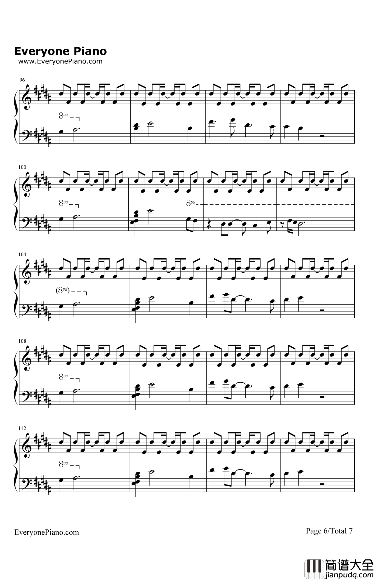 Von钢琴谱_菅野洋子_东京残响OST