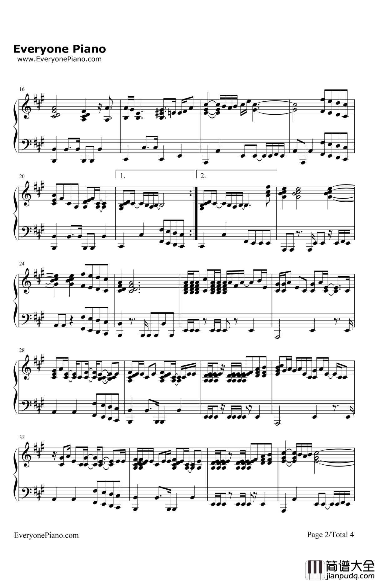 YouDon'tKnowMyName钢琴谱_AliciaKeys