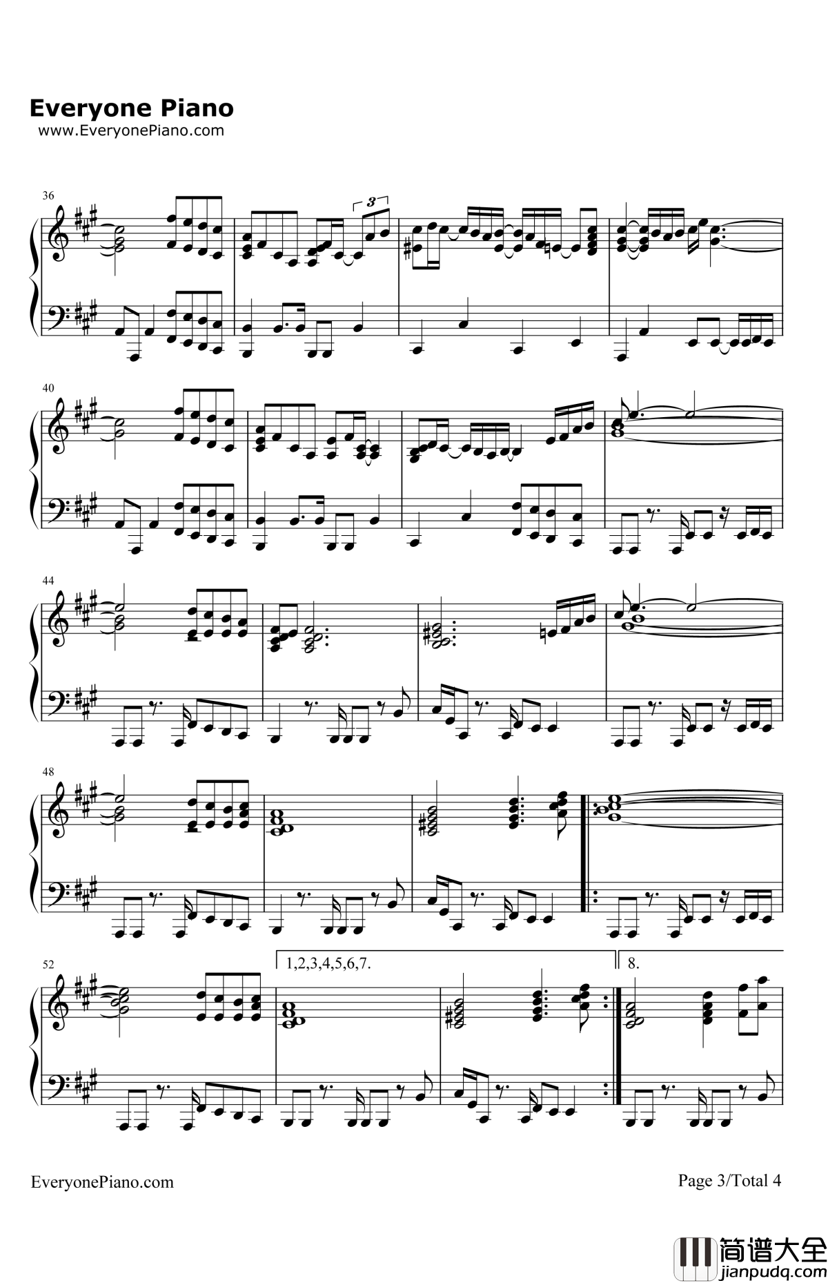 YouDon'tKnowMyName钢琴谱_AliciaKeys