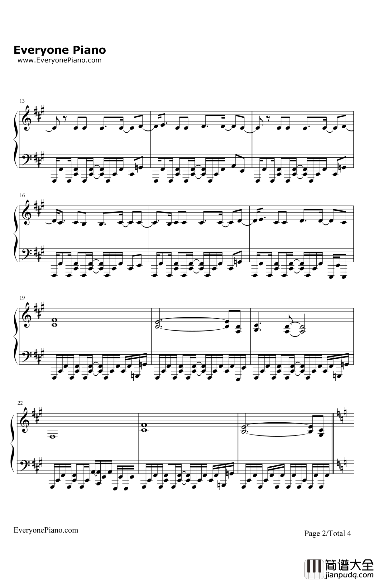 OneReason钢琴谱_fade_死囚乐园OP