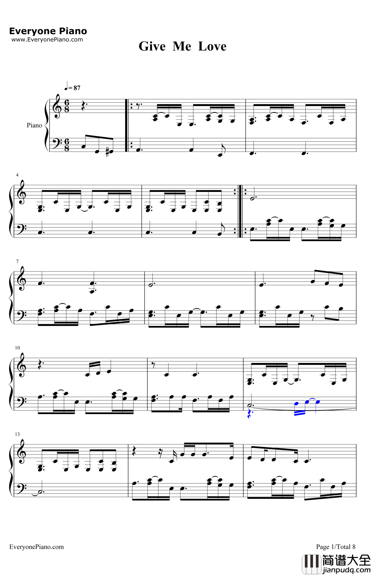 GiveMeLove钢琴谱_ShawnMendes