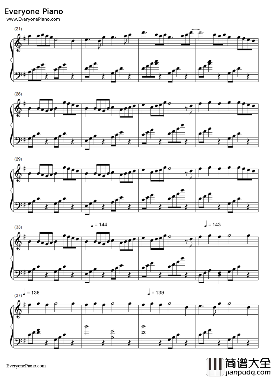 执子之手钢琴谱_乔治·温斯顿