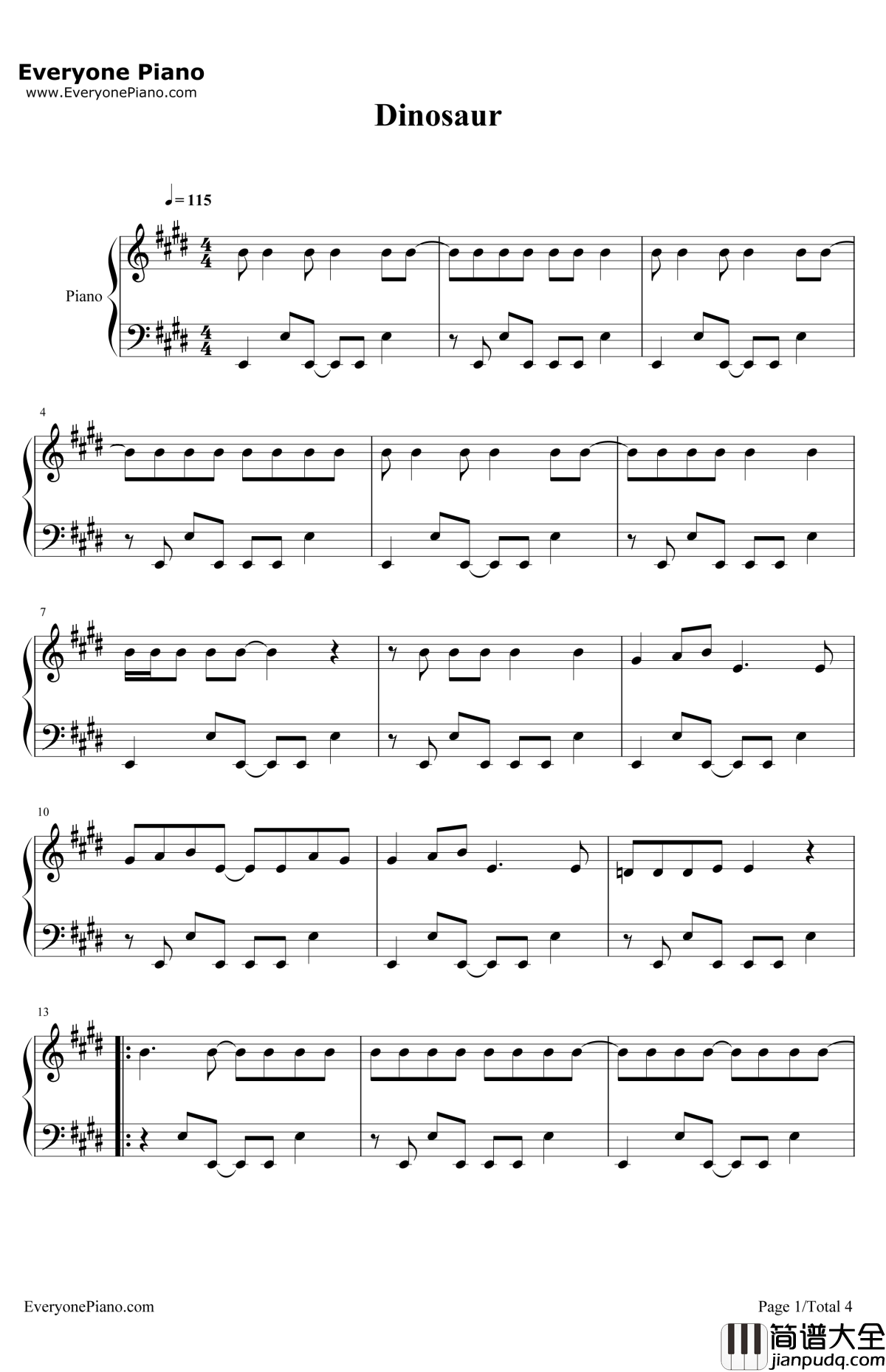 Dinosaur钢琴谱_Kesha
