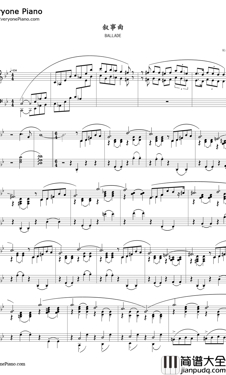 G小调第一叙事曲钢琴谱_肖邦