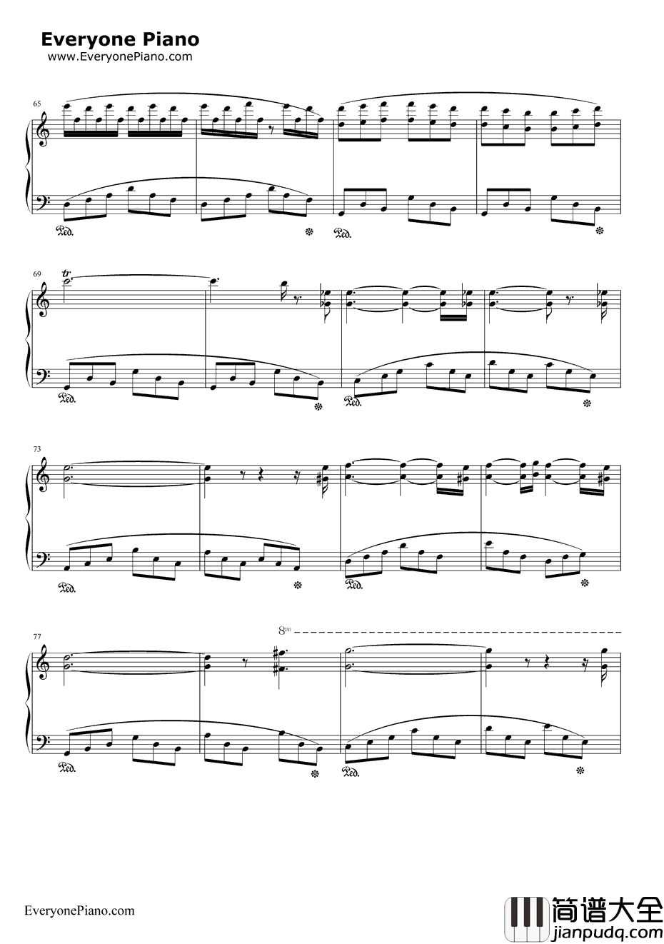 克劳汀幻想曲钢琴谱_马克西姆