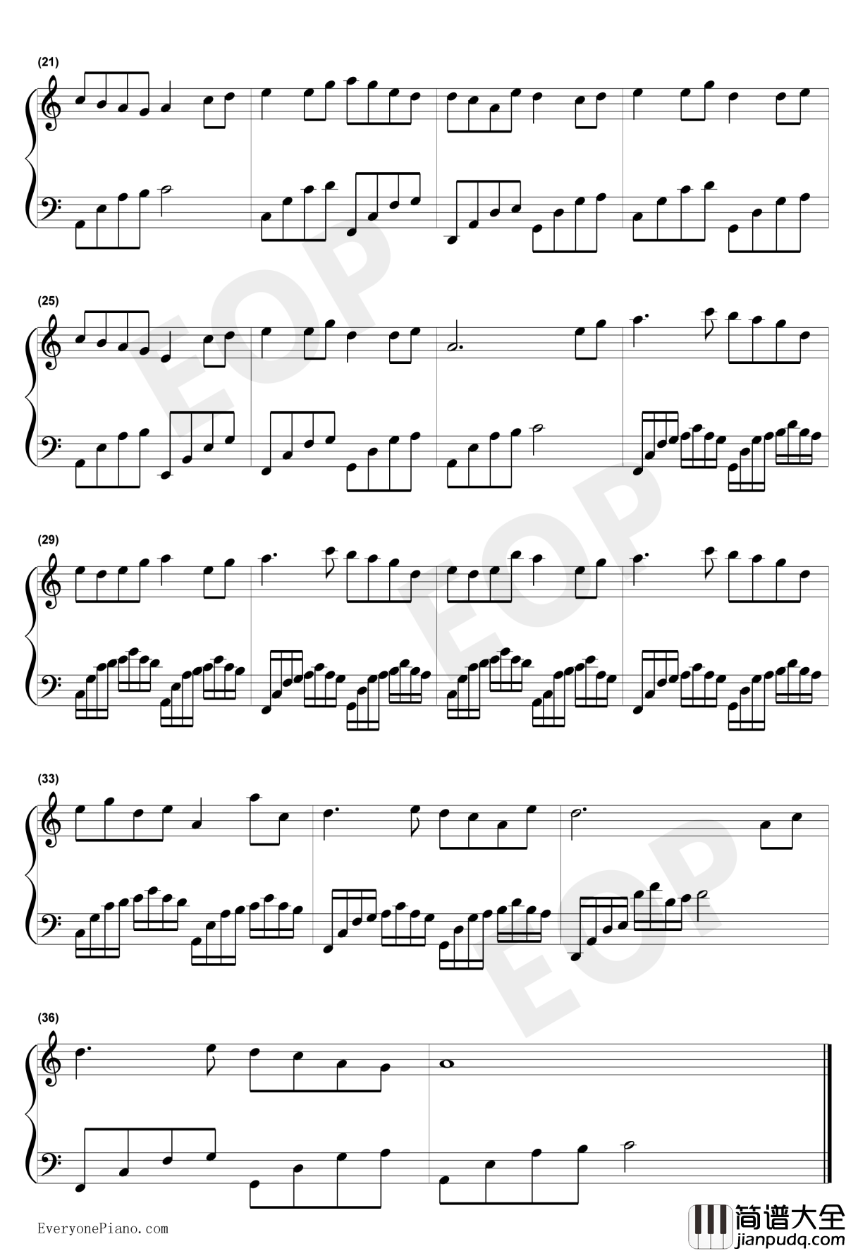 分飞钢琴谱_徐怀钰