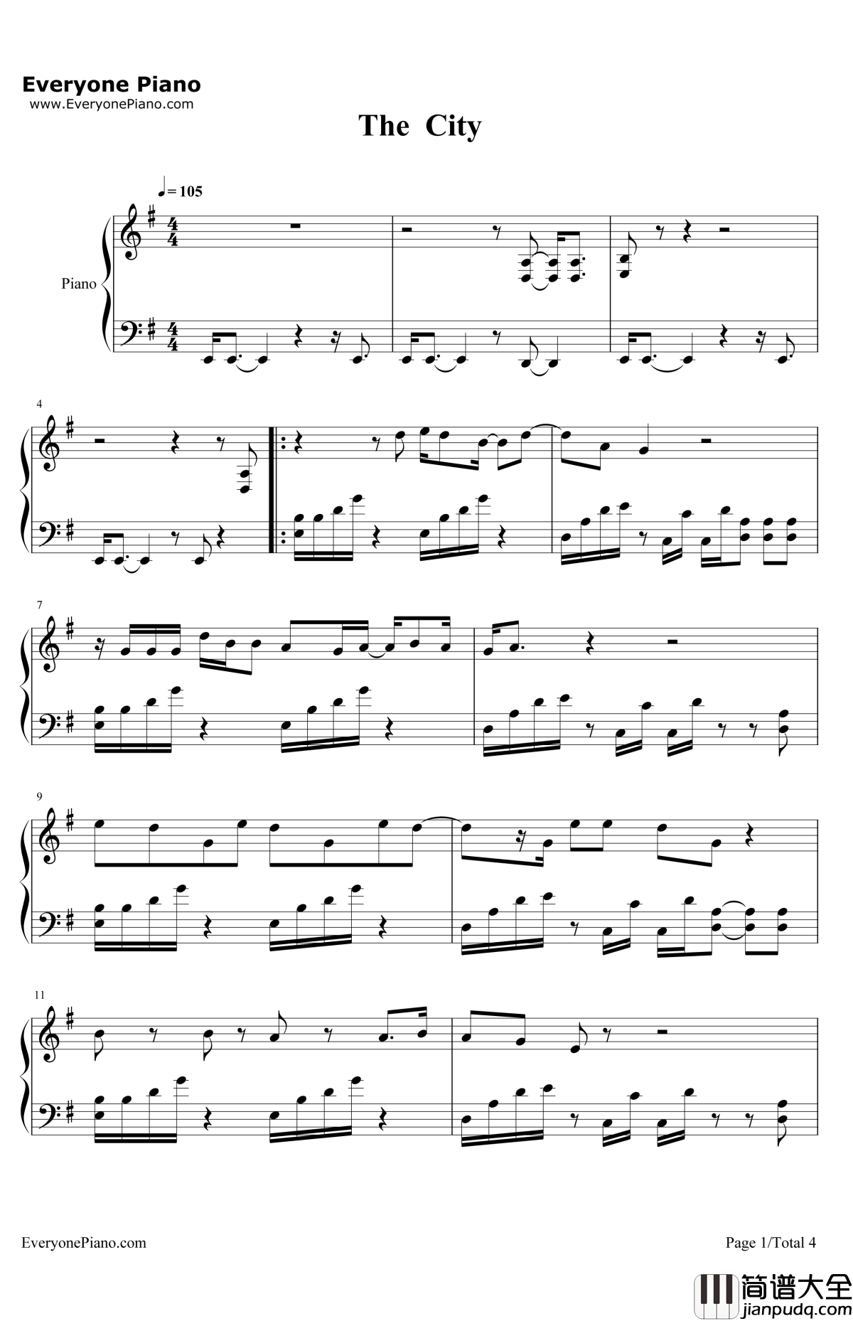 TheCity钢琴谱_EdSheeran