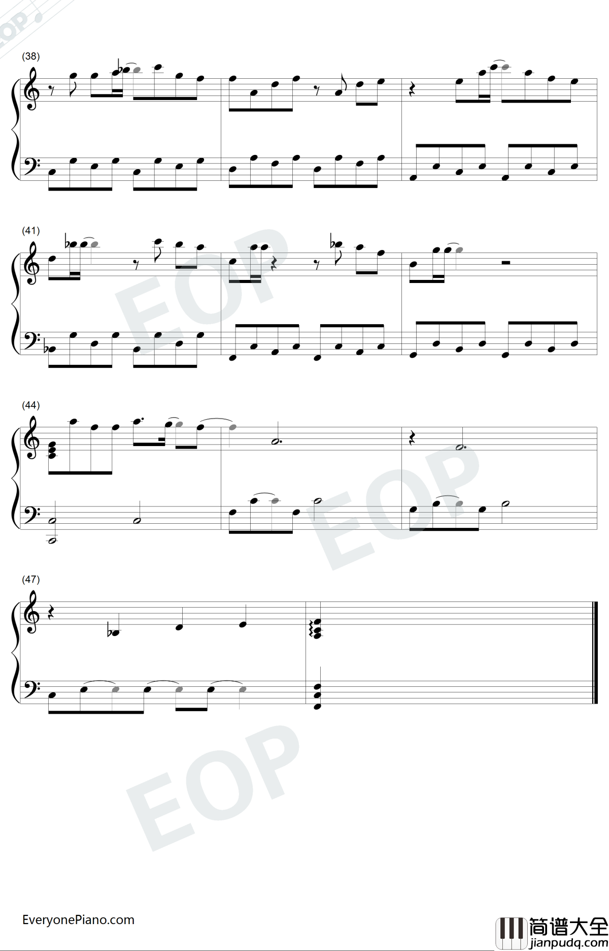 小幸运简单版钢琴谱_田馥甄