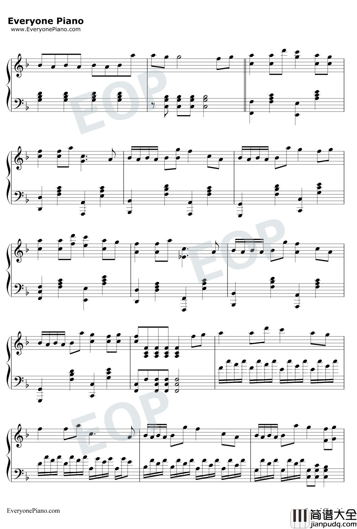 好想你钢琴谱_四叶草