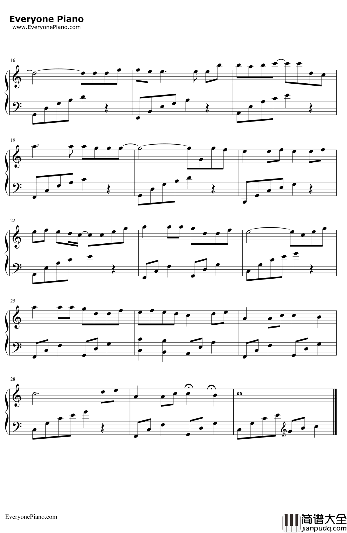 童话钢琴谱_光良_简单版